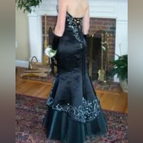 Tiffany Black and Aqua Mermaid Prom Dress - Picture 1 of 5